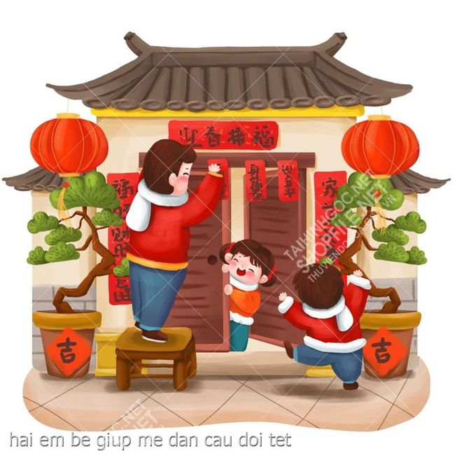 hai em be giup me dan cau doi tet